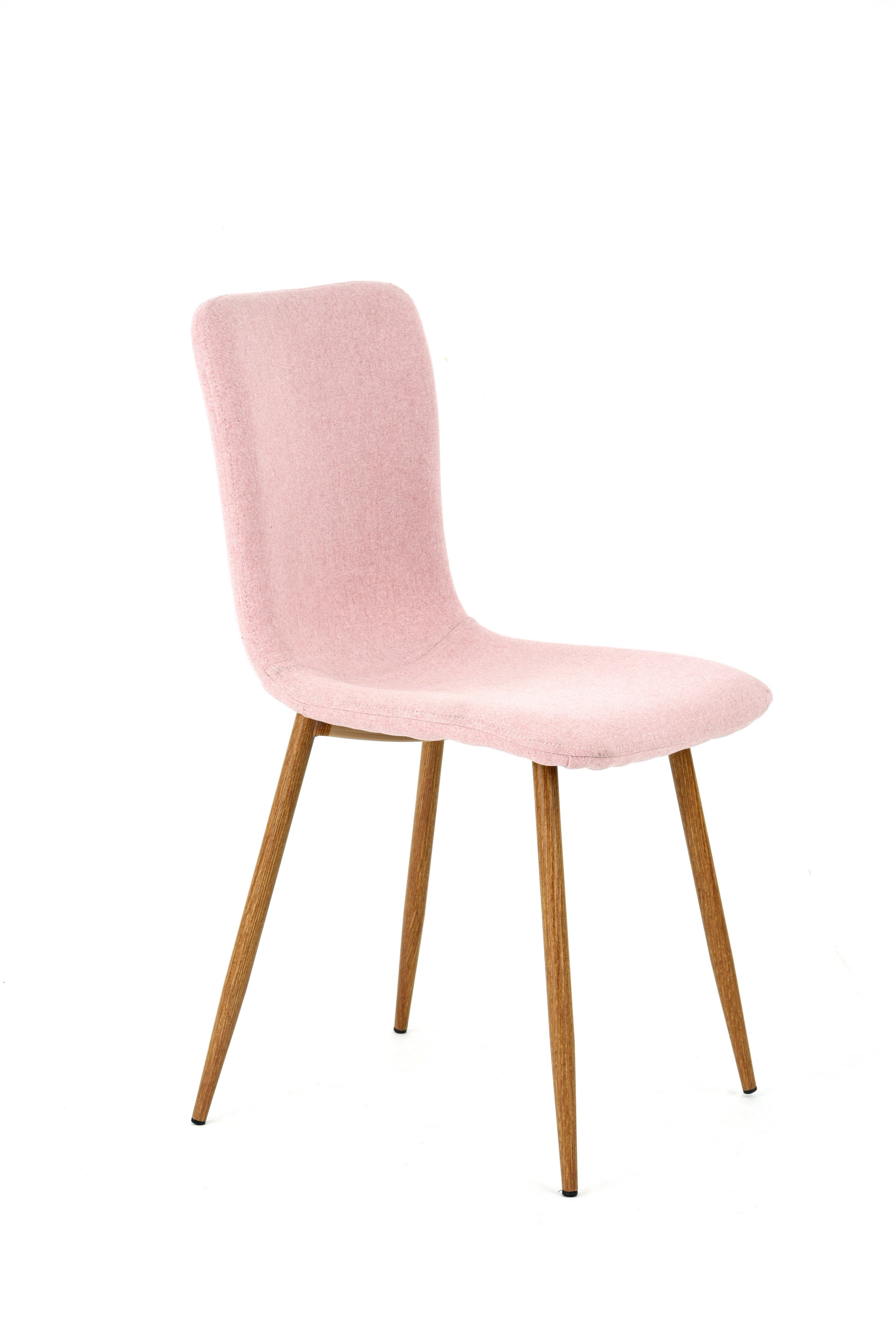 Modern Pink Fabric Dining Chair, Wooden Tube - SCARGILL SY PINK