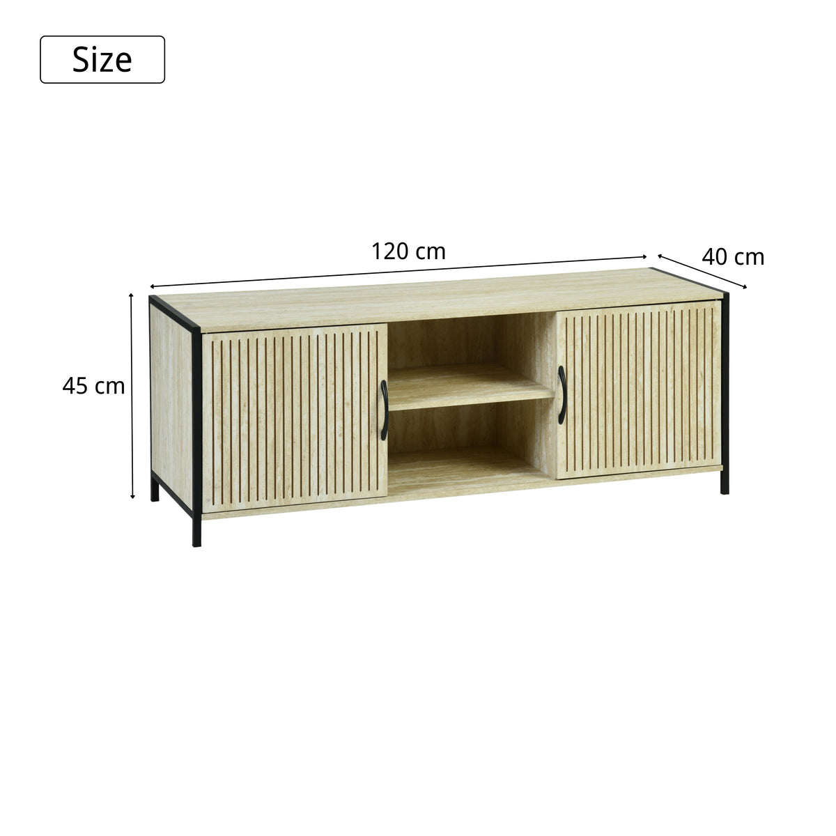Upsurge Modern Minimalist TV Stand, MDF & Metal Frame - BETELGEUSE