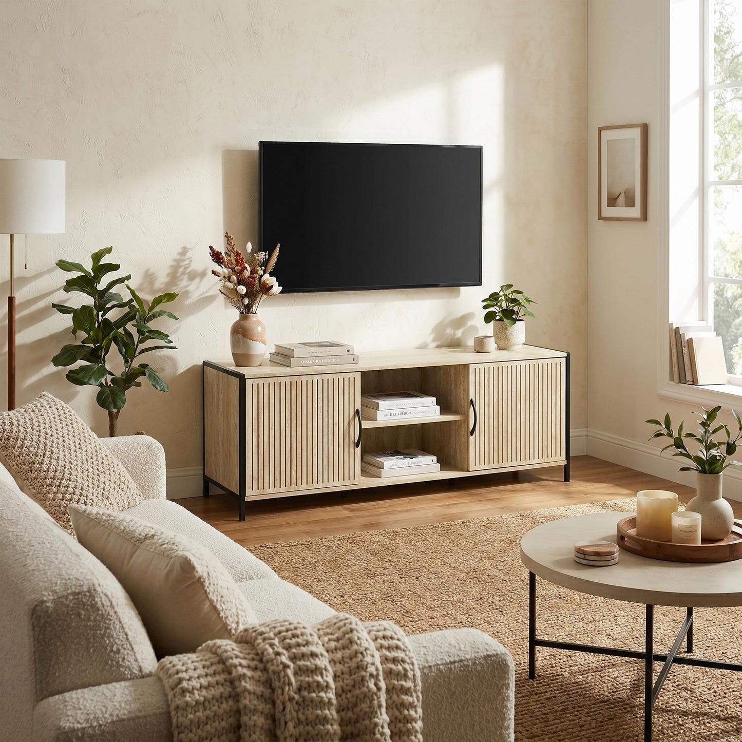 Upsurge Modern Minimalist TV Stand, MDF & Metal Frame - BETELGEUSE