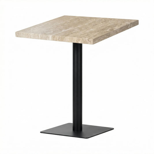 Square Travertine-Effect Dining Table - BEUNIE TRAVERTINE
