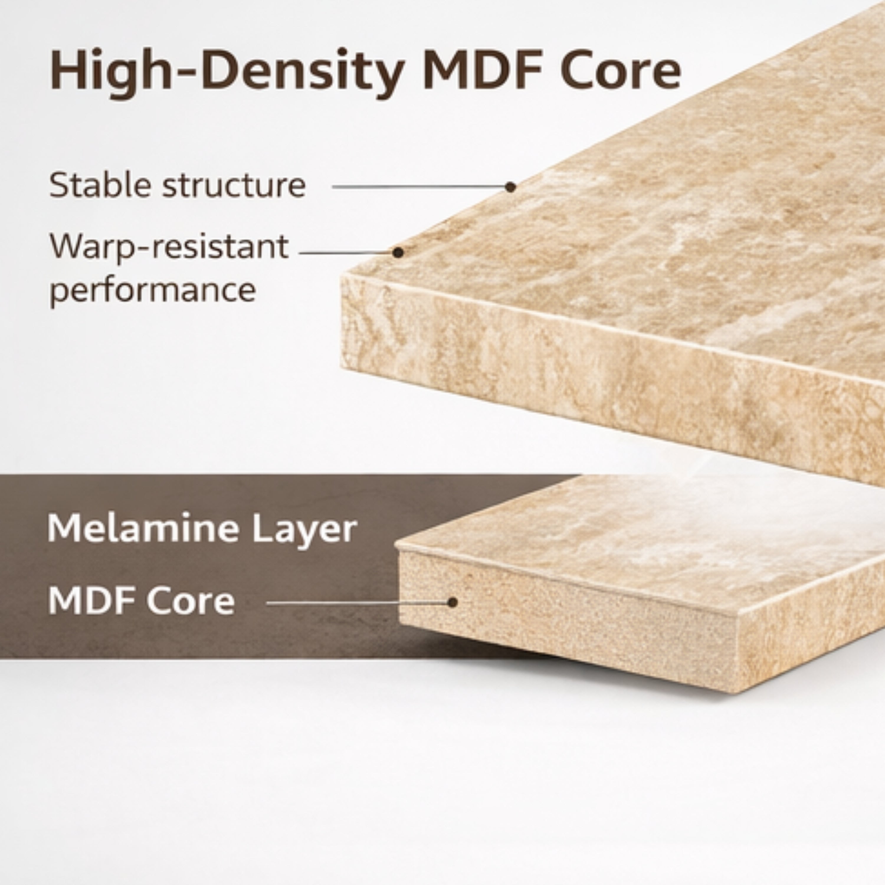 Square Travertine-Effect Dining Table - BEUNIE TRAVERTINE