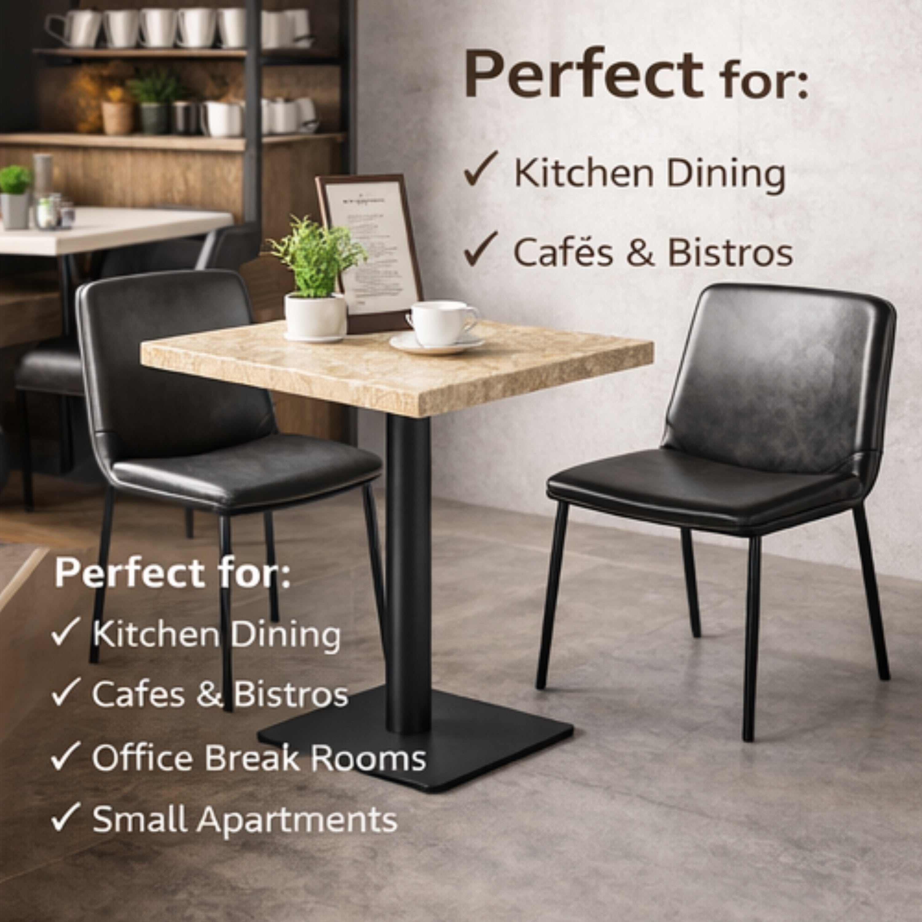 Square Travertine-Effect Dining Table - BEUNIE TRAVERTINE