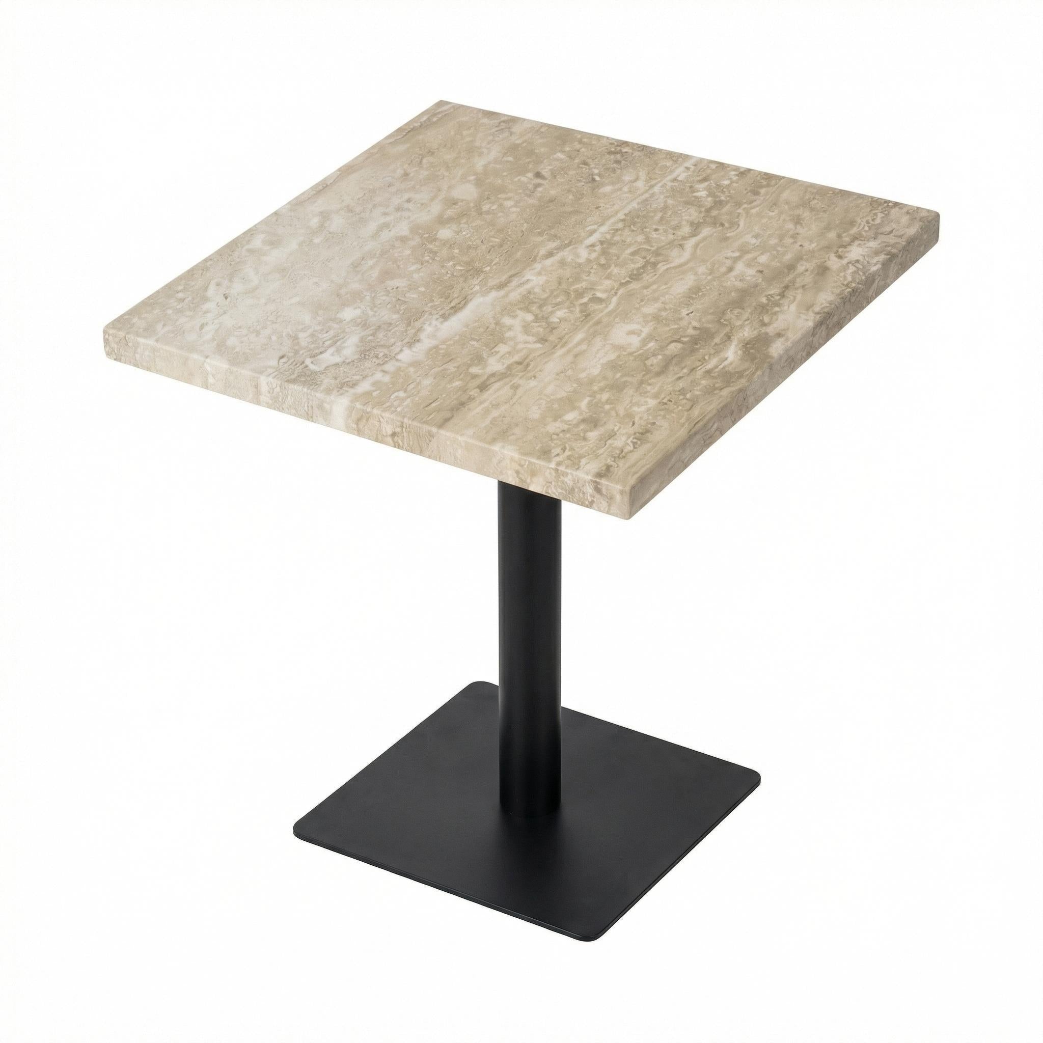 Square Travertine-Effect Dining Table - BEUNIE TRAVERTINE