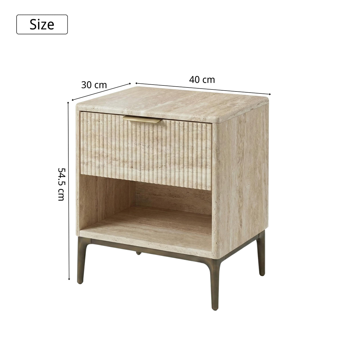 Yugas Modern Minimalist Nightstand, MDF & Metal Frame - BHUMUS