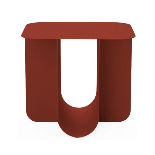 Modern Iron Accent Table, Powder Coated Finish - BLUM BORDEAUX