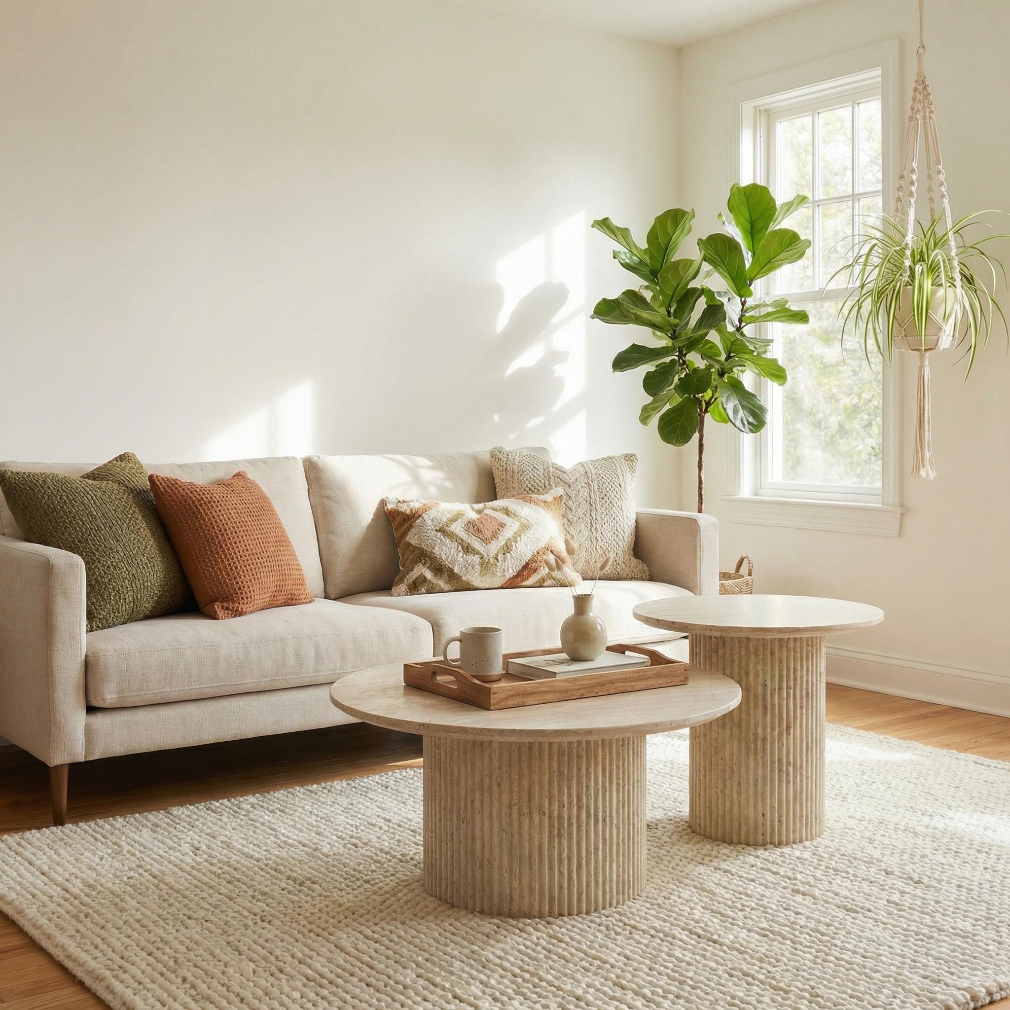 Modern Travertine Coffee Table, MDF Accent – BOTE TRAVERTINE