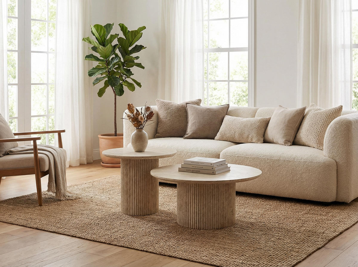 Modern Travertine Coffee Table, MDF Accent – BOTE TRAVERTINE