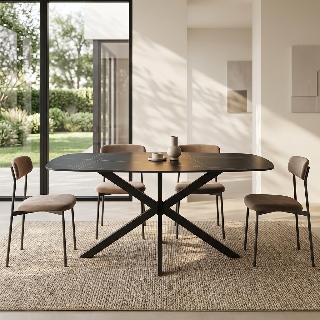 Modern Black Stone Dining Table – BROCK BLACK