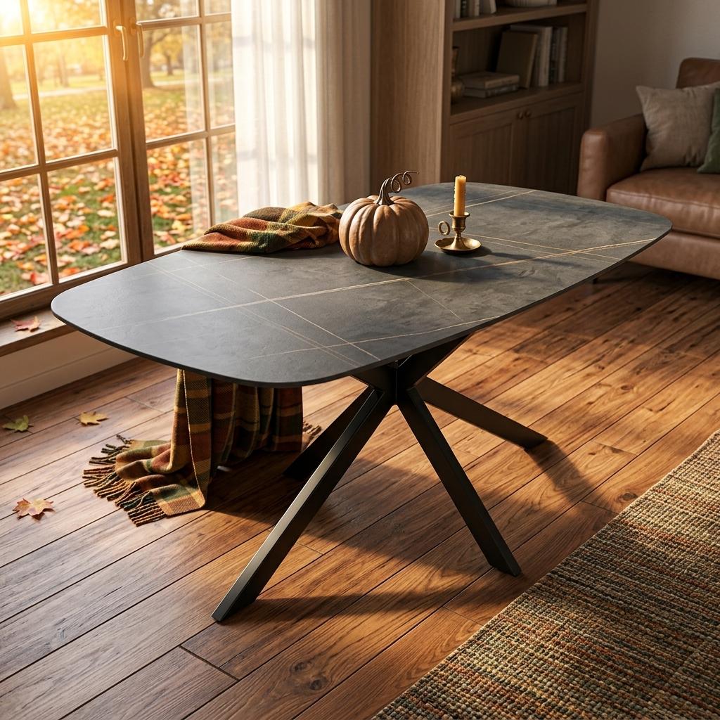 Modern Black Stone Dining Table – BROCK BLACK