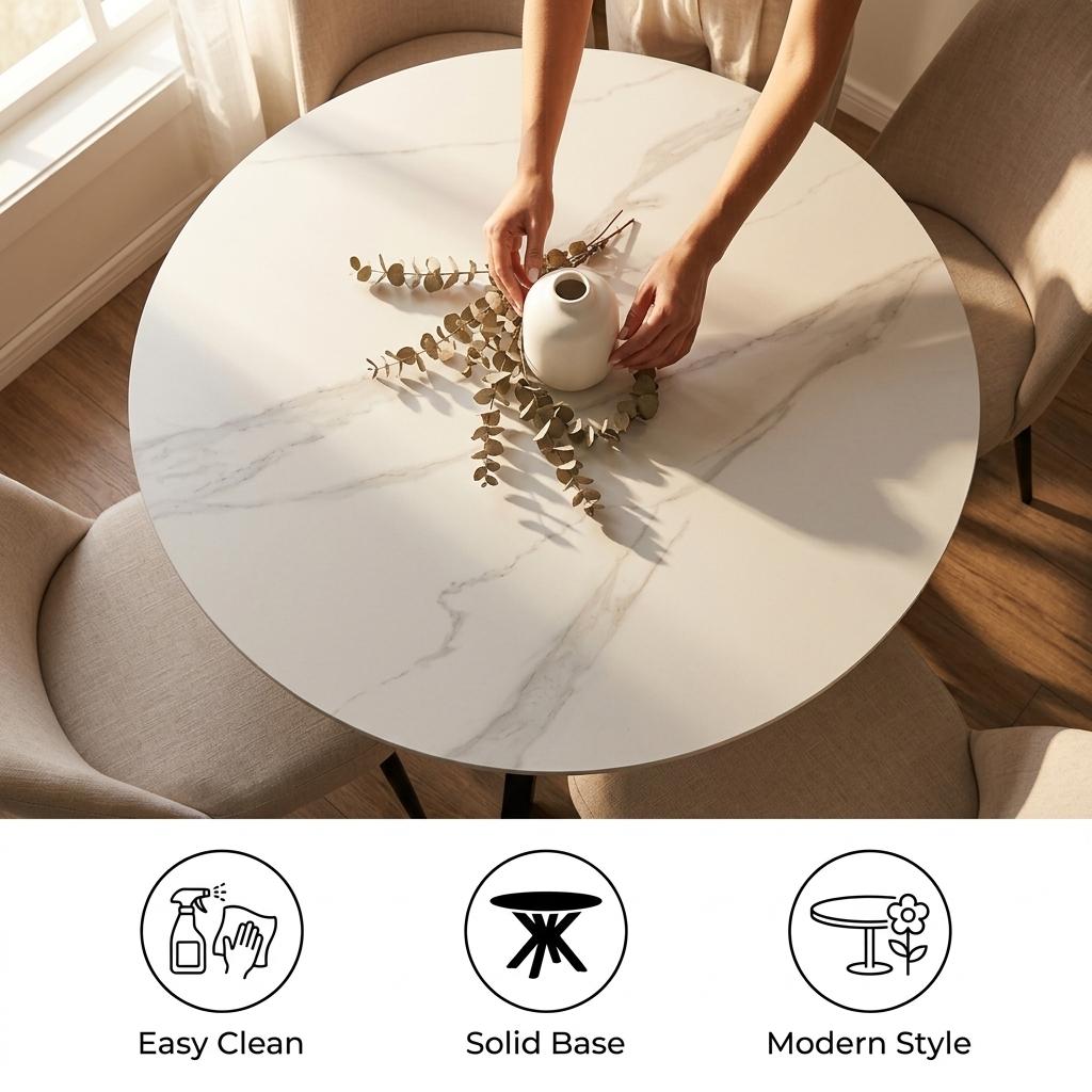 Modern Round Marble Dining Table – BROCK ROUND