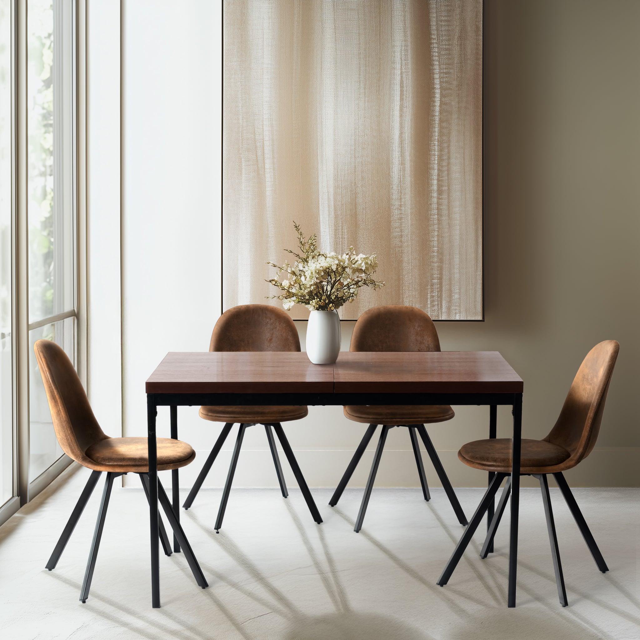 Modern Suede Dining Chair Set, Brown Upholstery - SUNFLOWER SUEDE BROWN 4PCS FRASERS