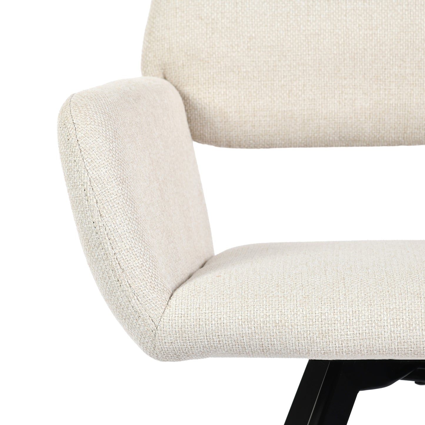Modern Swivel Dining Chair, Beige Fabric & Black Legs - CALIFORNIA KD BEIGE SWIVEL A