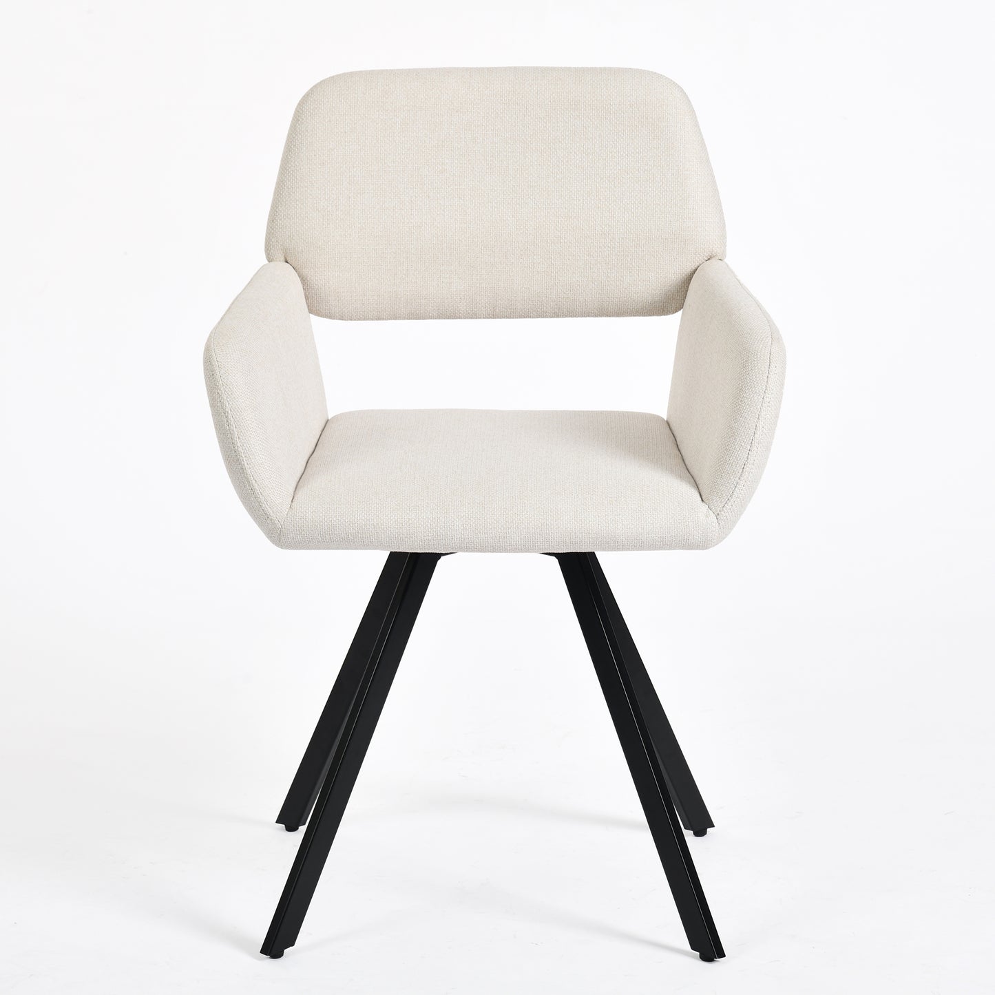 Modern Swivel Dining Chair, Beige Fabric & Black Legs - CALIFORNIA KD BEIGE SWIVEL A