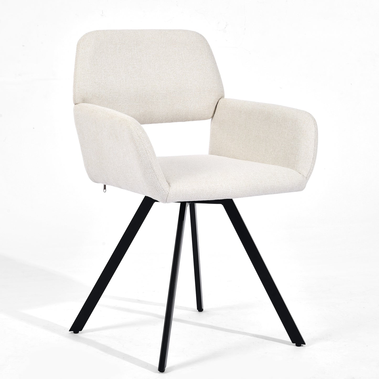 Modern Swivel Dining Chair, Beige Fabric & Black Legs - CALIFORNIA KD BEIGE SWIVEL A