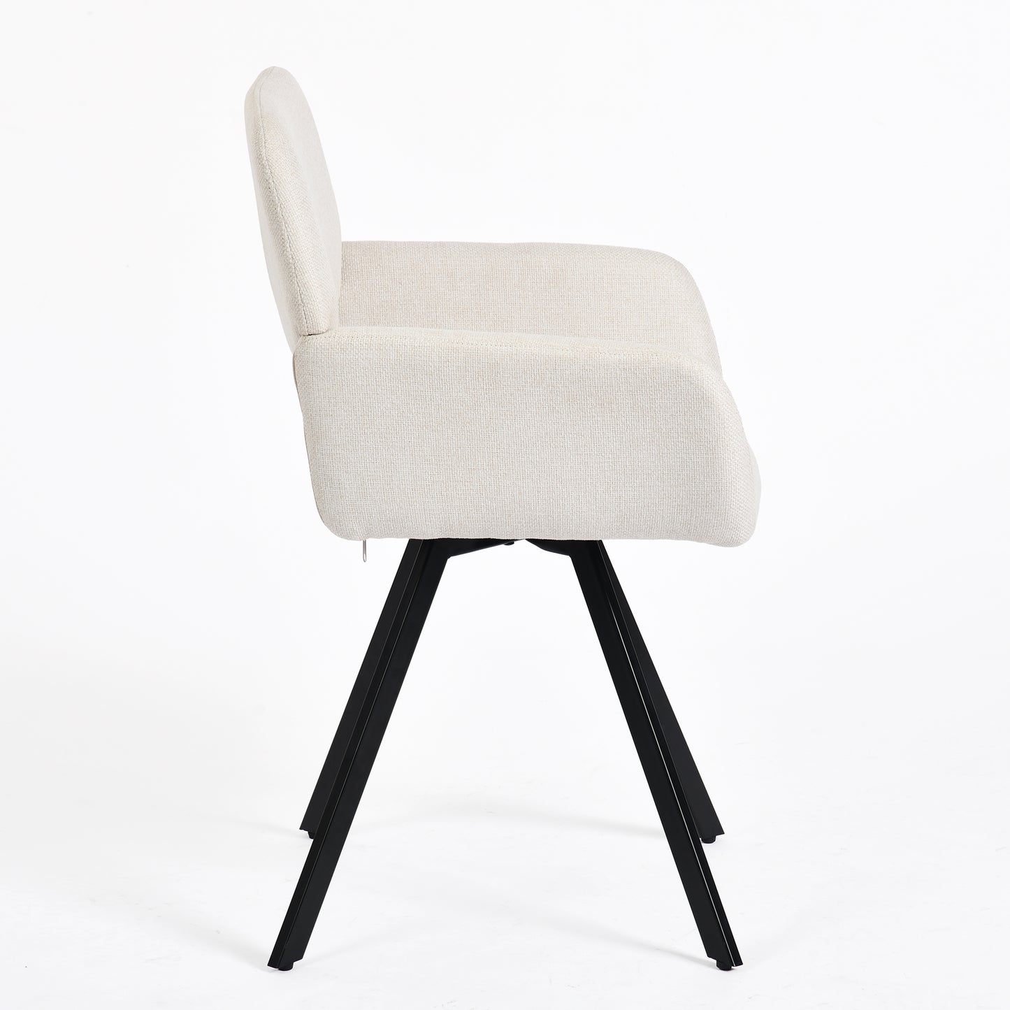 Modern Swivel Dining Chair, Beige Fabric & Black Legs - CALIFORNIA KD BEIGE SWIVEL A