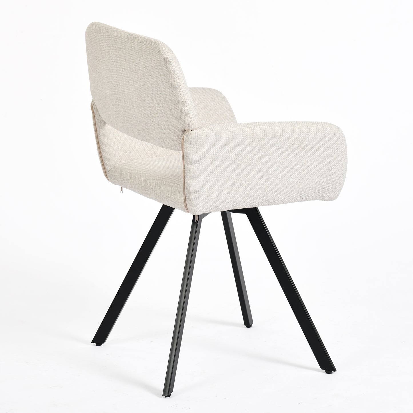 Modern Swivel Dining Chair, Beige Fabric & Black Legs - CALIFORNIA KD BEIGE SWIVEL A