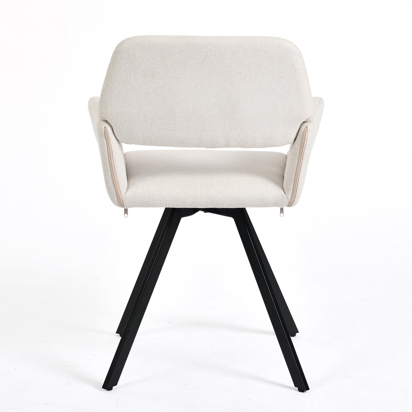 Modern Swivel Dining Chair, Beige Fabric & Black Legs - CALIFORNIA KD BEIGE SWIVEL A