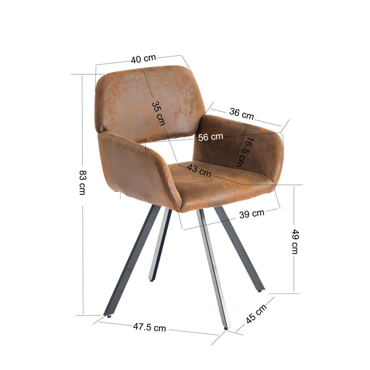 Modern Suede Swivel Dining Chair, Brown Fabric - CALIFORNIA KD SUEDE BROWN SWIVEL FR