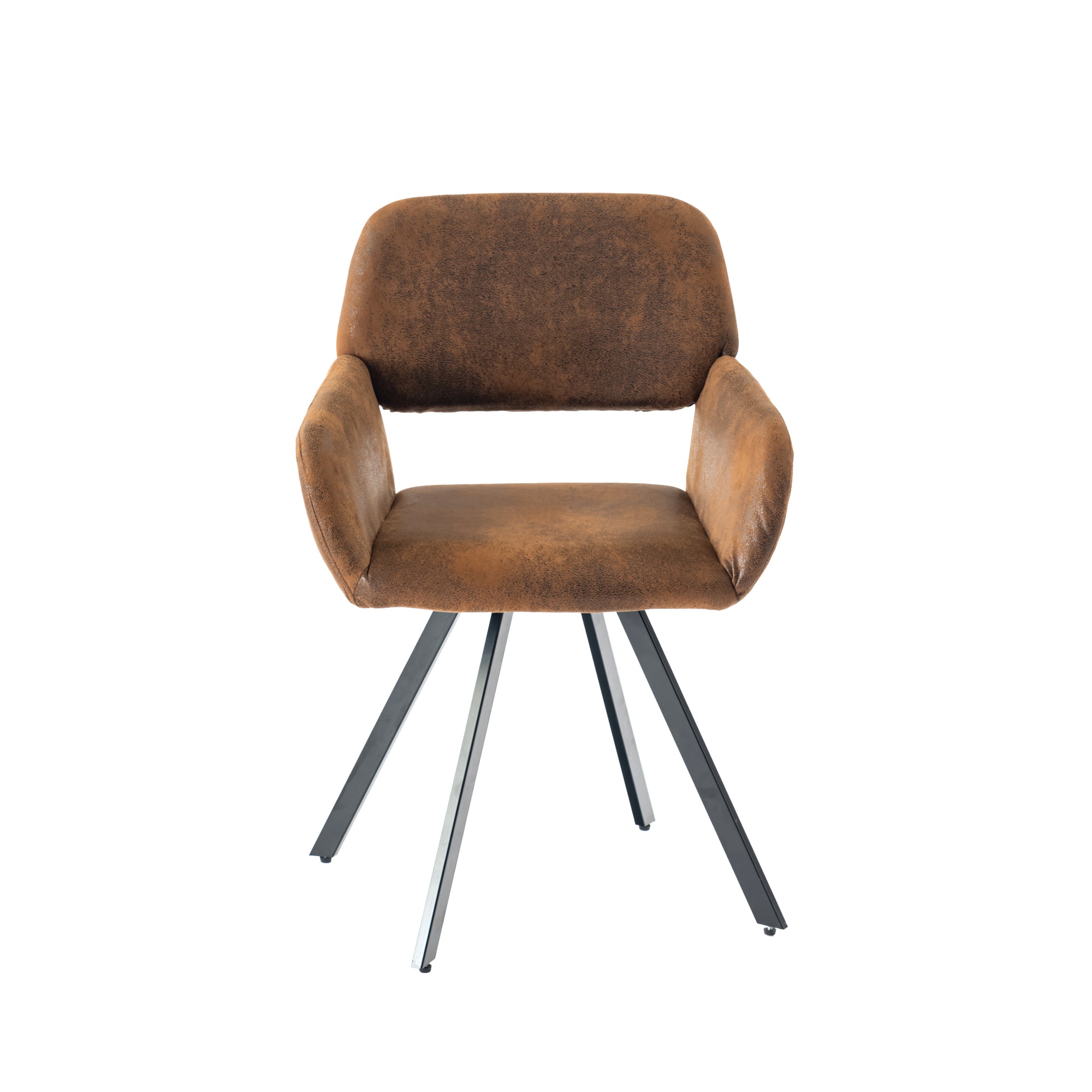 Modern Suede Swivel Dining Chair, Brown Fabric - CALIFORNIA KD SUEDE BROWN SWIVEL FR