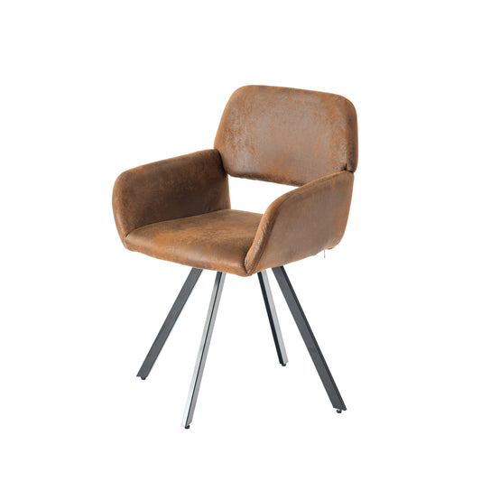 Modern Suede Swivel Dining Chair, Brown Fabric - CALIFORNIA KD SUEDE BROWN SWIVEL FR