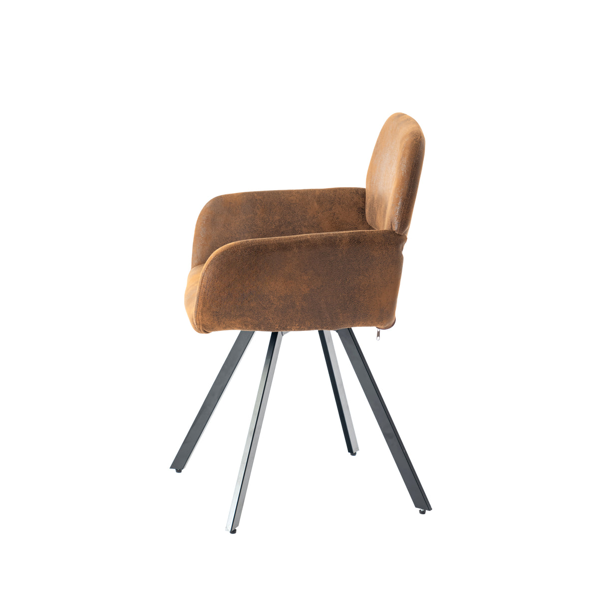 Modern Suede Swivel Dining Chair, Brown Fabric - CALIFORNIA KD SUEDE BROWN SWIVEL FR