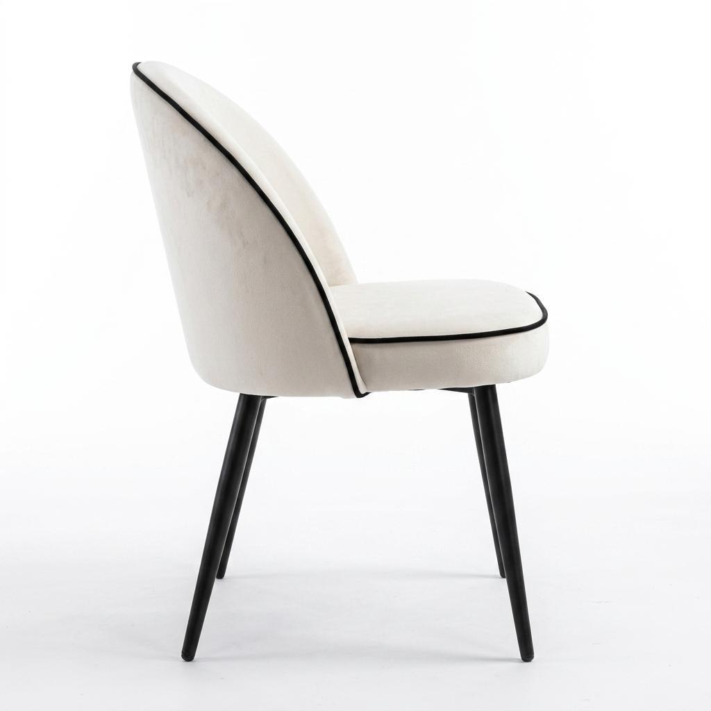 Modern Velvet Dining Chair, Contrast Piping – CAMPAIR DIN CHR