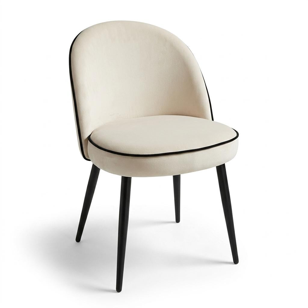 Modern Velvet Dining Chair, Contrast Piping – CAMPAIR DIN CHR
