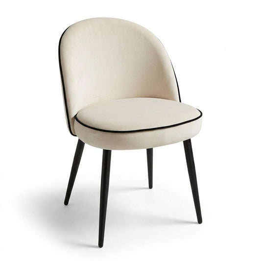 Modern Velvet Dining Chair, Contrast Piping – CAMPAIR DIN CHR