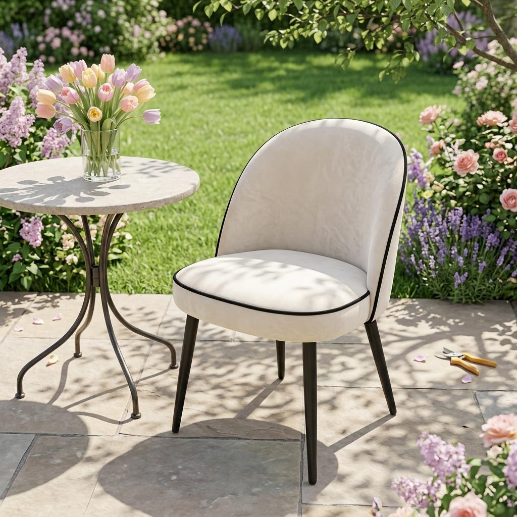 Modern Velvet Dining Chair, Contrast Piping – CAMPAIR DIN CHR