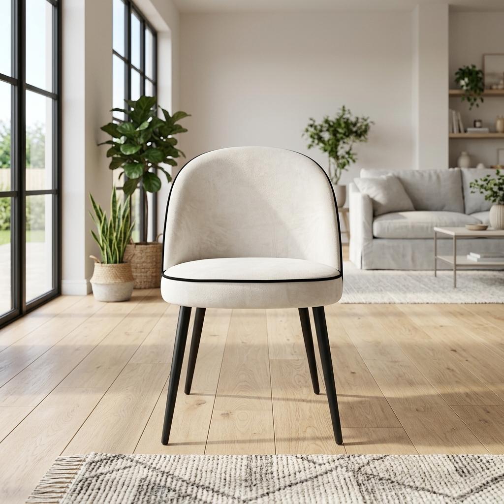 Modern Velvet Dining Chair, Contrast Piping – CAMPAIR DIN CHR