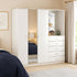Modern High Gloss Wardrobe, Melamine Finish - CARLETON HIGH GLOSS MIRROR COMBI UNIT