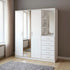 Modern High Gloss Wardrobe, Melamine Finish - CARLETON Mirror Combi Unit