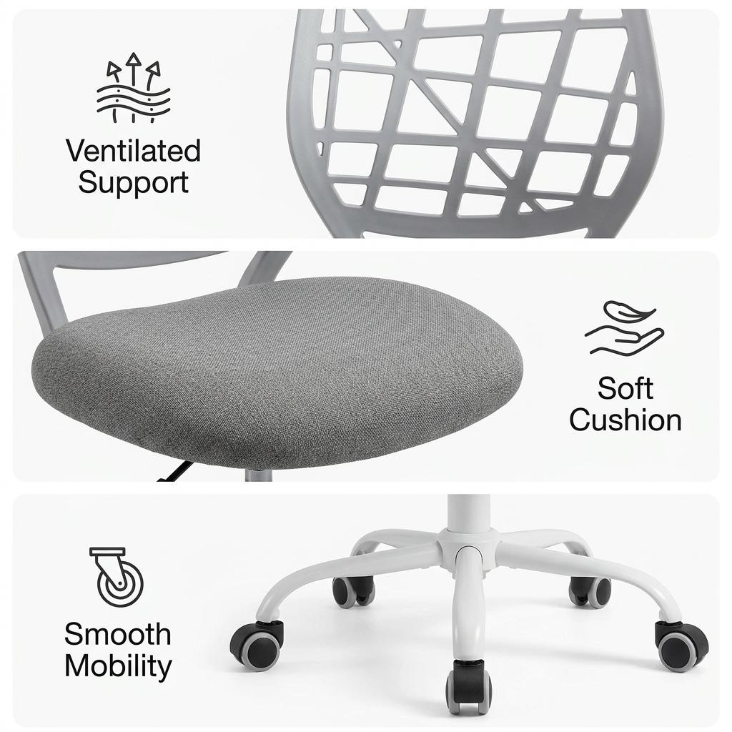 Modern Grey Mesh, Adjustable Swivel - CARNATION CF GRAY