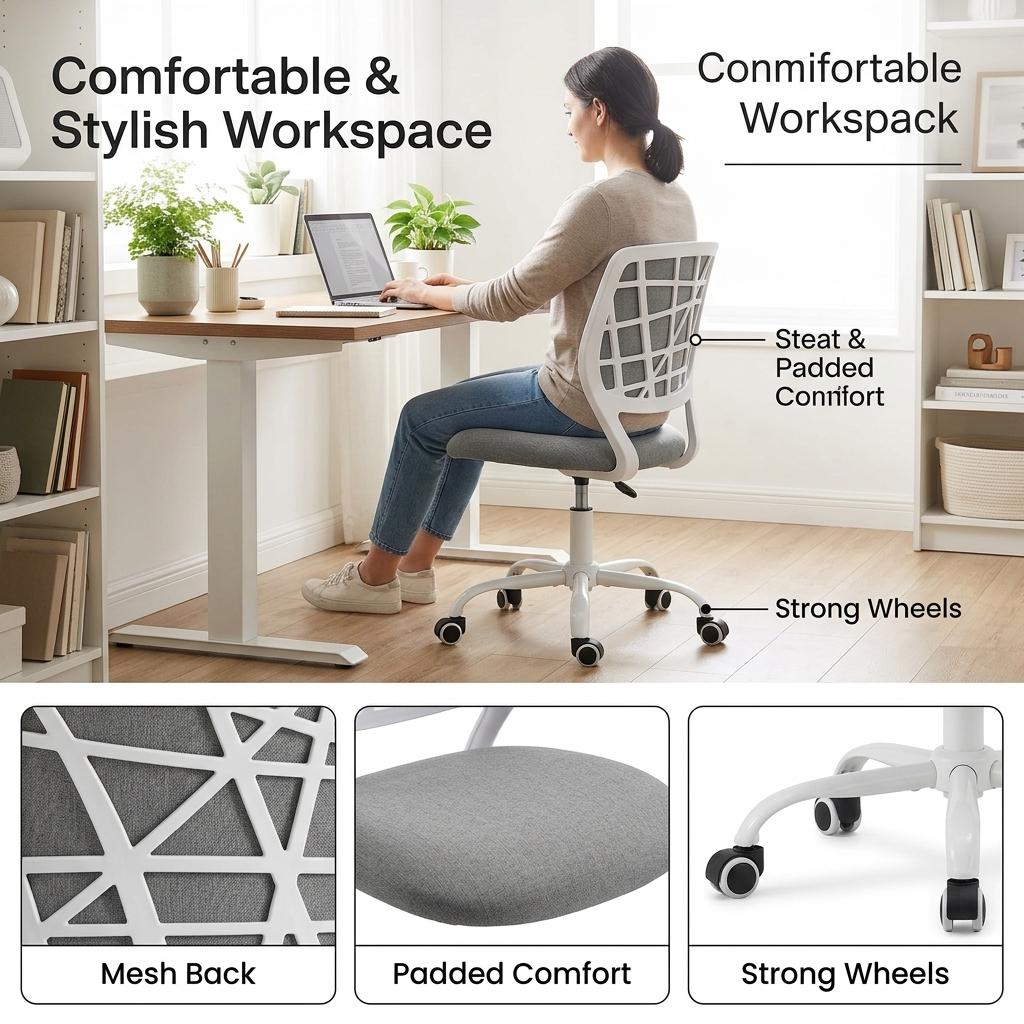 Modern Grey Mesh, Adjustable Swivel - CARNATION CF GRAY