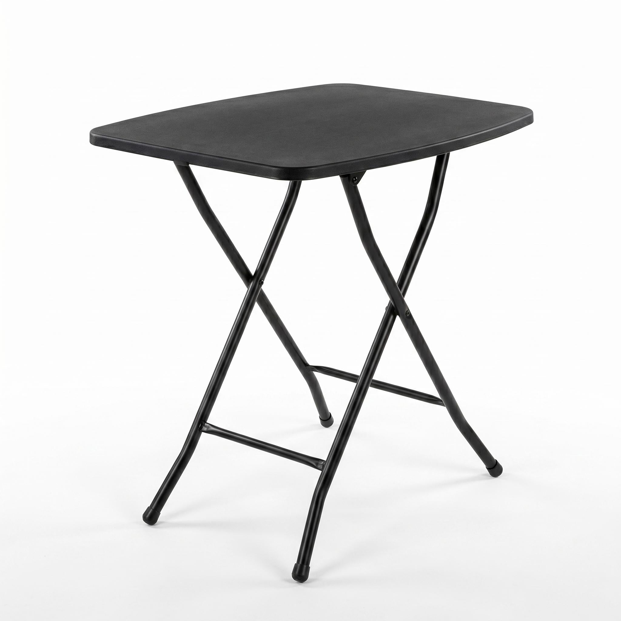 Modern Folding Table, Black PP Top & Metal Frame - CARRY BLACK