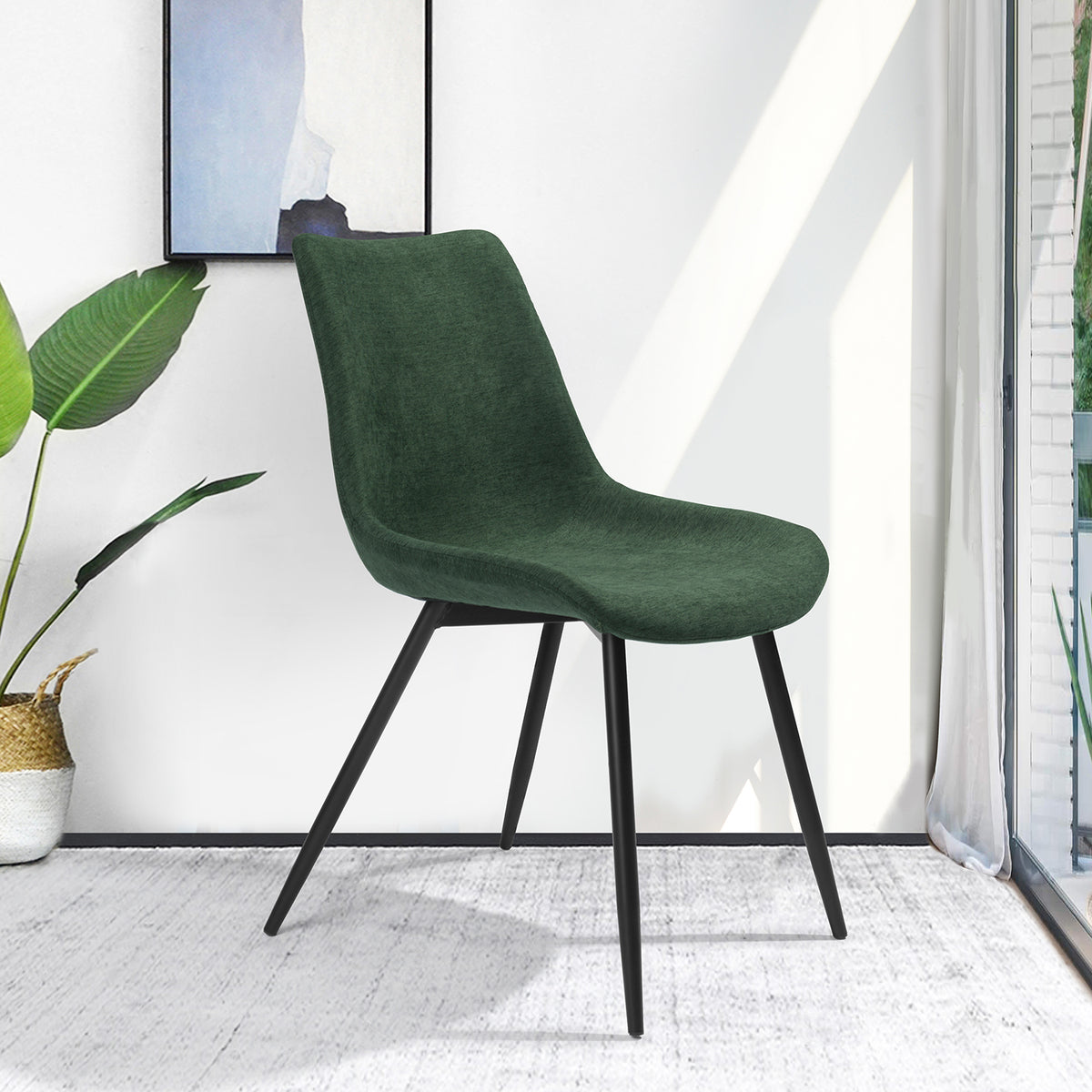 Casemiro Fabric Green 2Pcs Dining Chairs