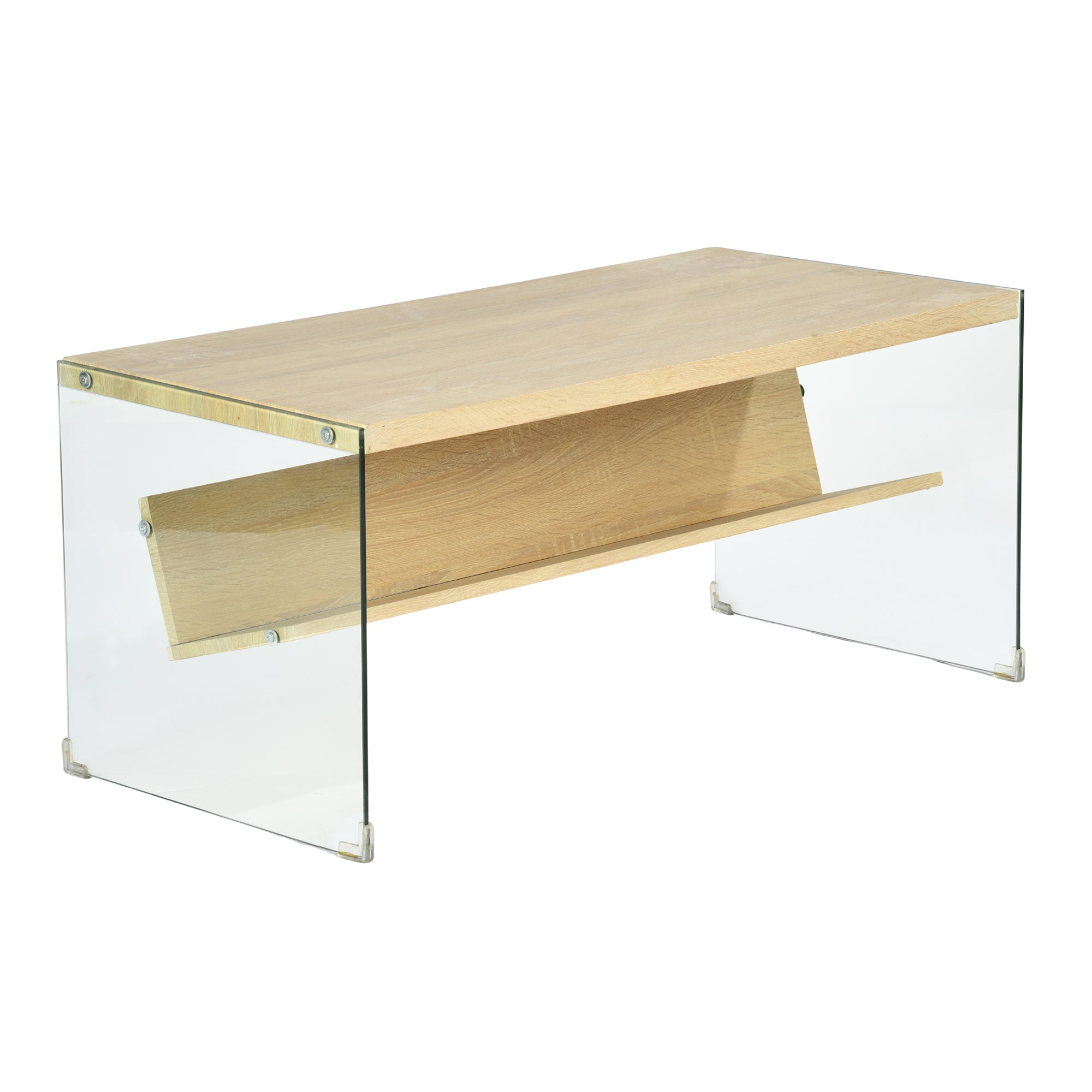 Modern Oak Glass Accent, Hollow Board Frame - CASSIDY COFFEE TABLE OAK