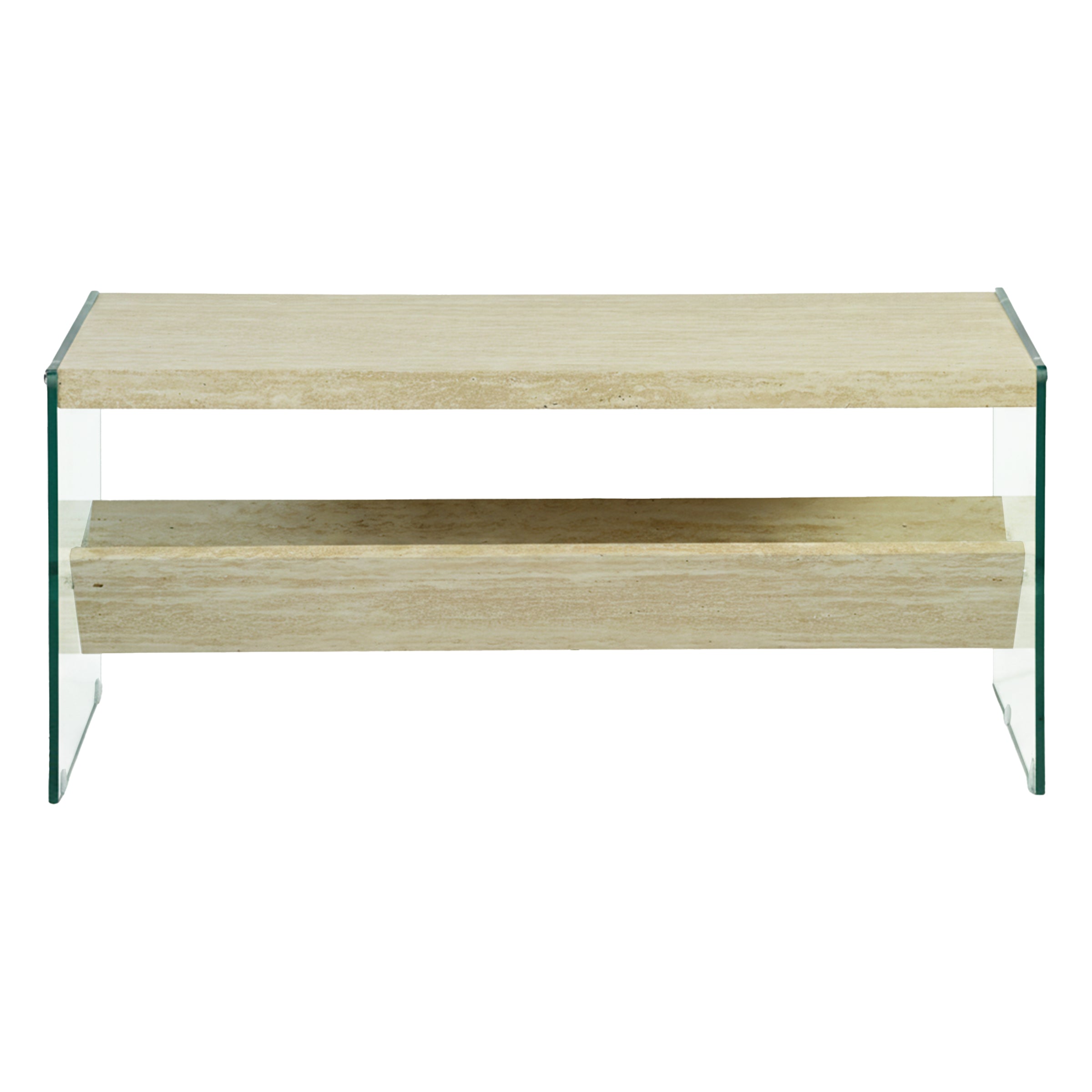 Unviciousness Modern Minimalist Travertine, Beige Hollow Panel - CASSIDY COFFEE TABLE