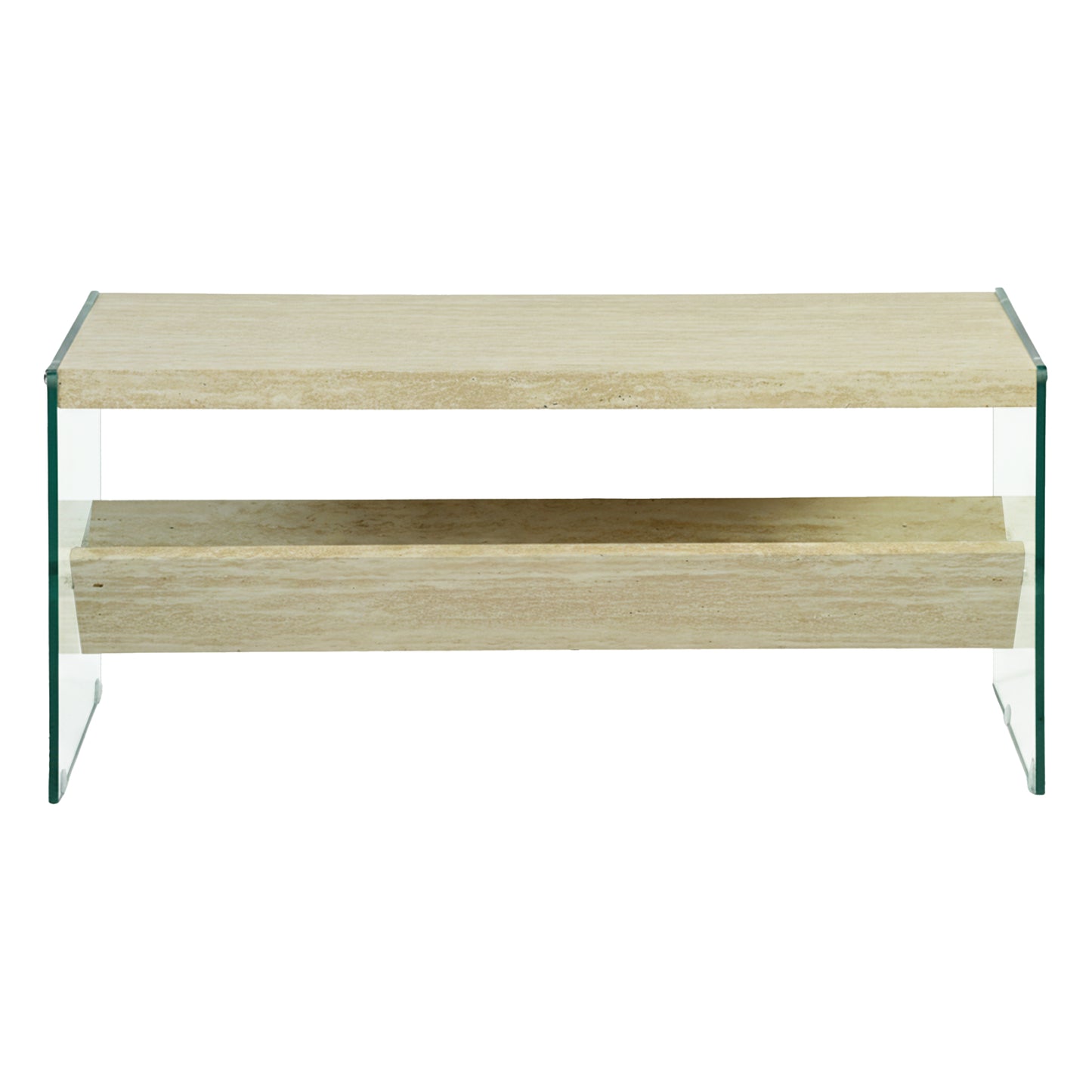 Unviciousness Modern Minimalist Travertine, Beige Hollow Panel - CASSIDY COFFEE TABLE