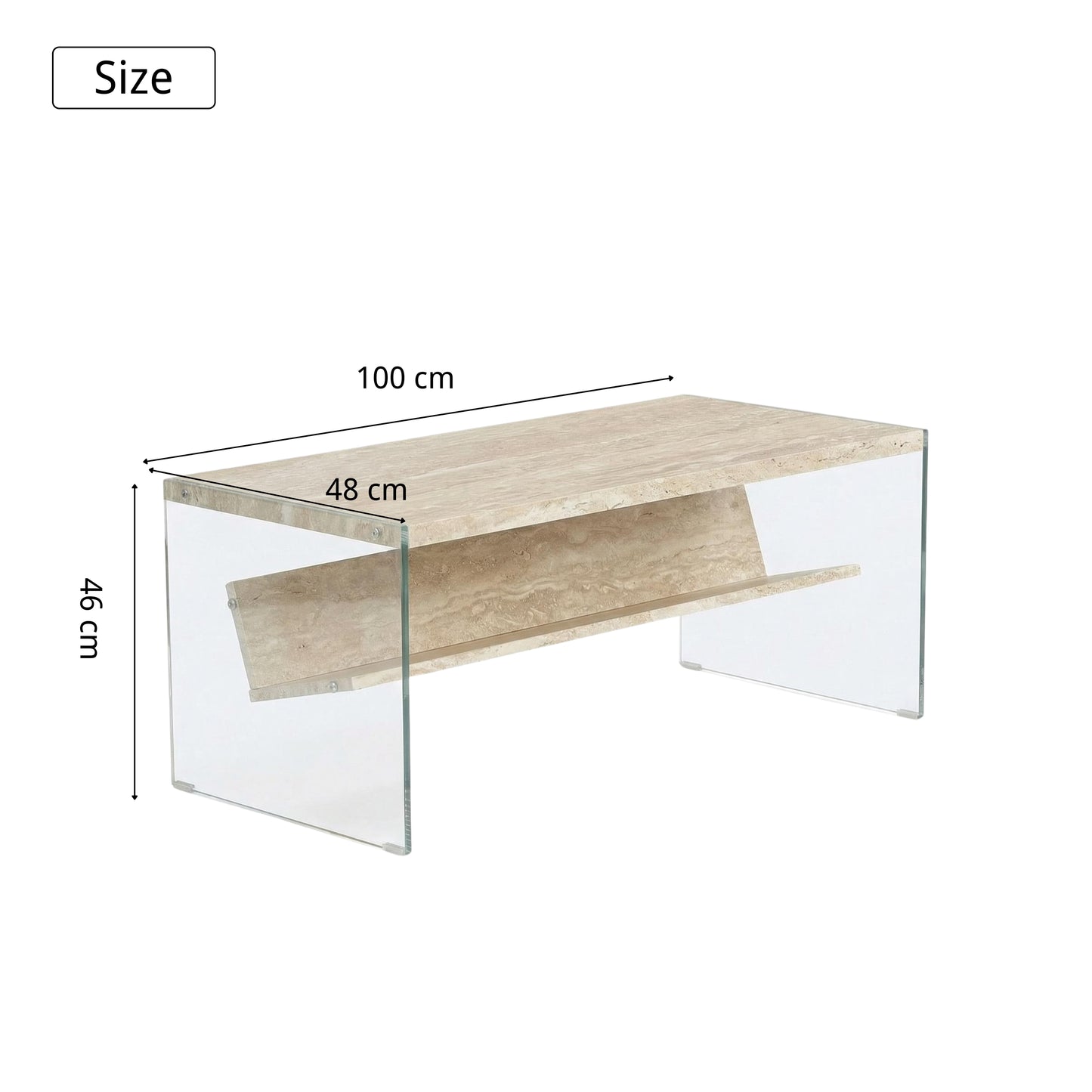 Unviciousness Modern Minimalist Travertine, Beige Hollow Panel - CASSIDY COFFEE TABLE