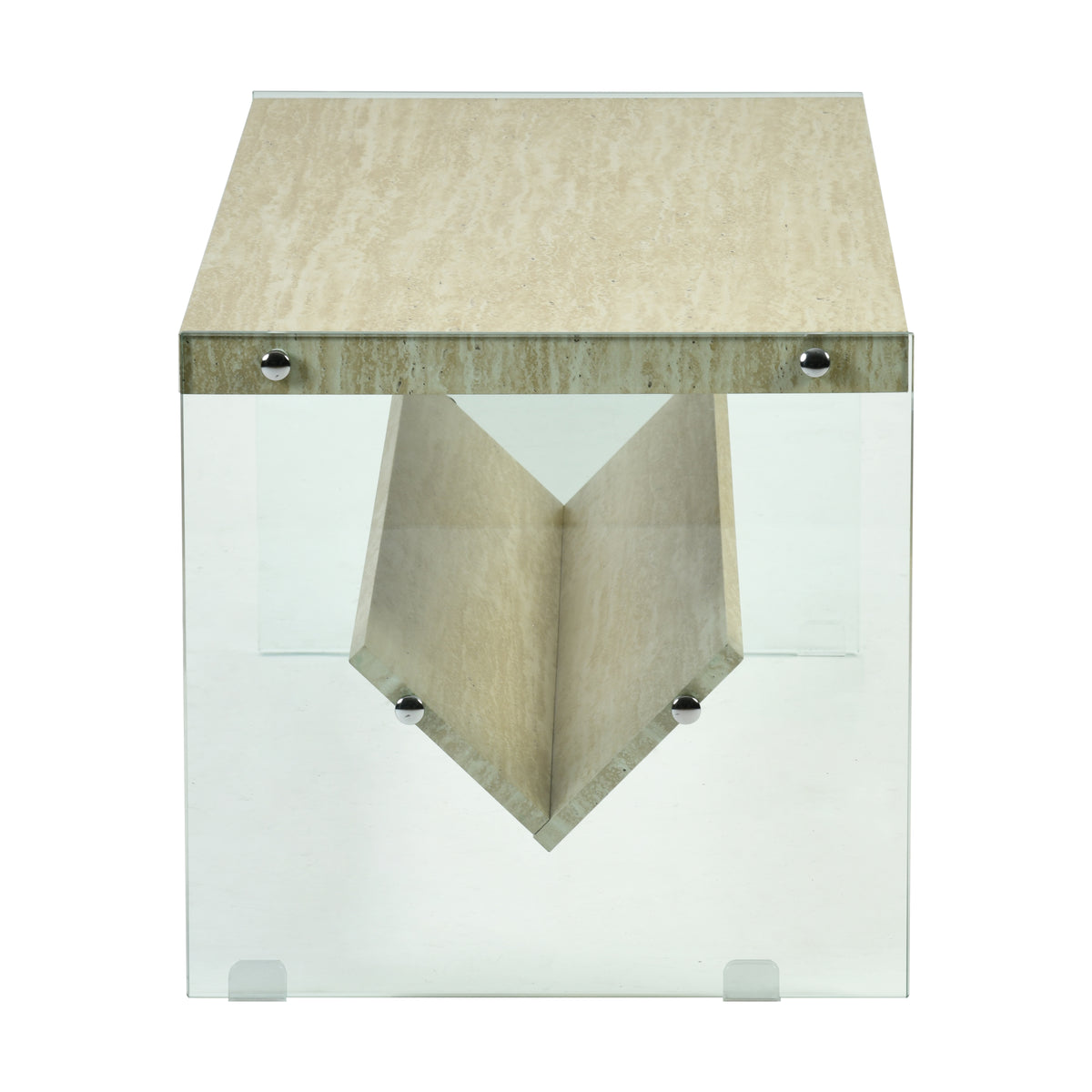 Unviciousness Modern Minimalist Travertine, Beige Hollow Panel - CASSIDY COFFEE TABLE