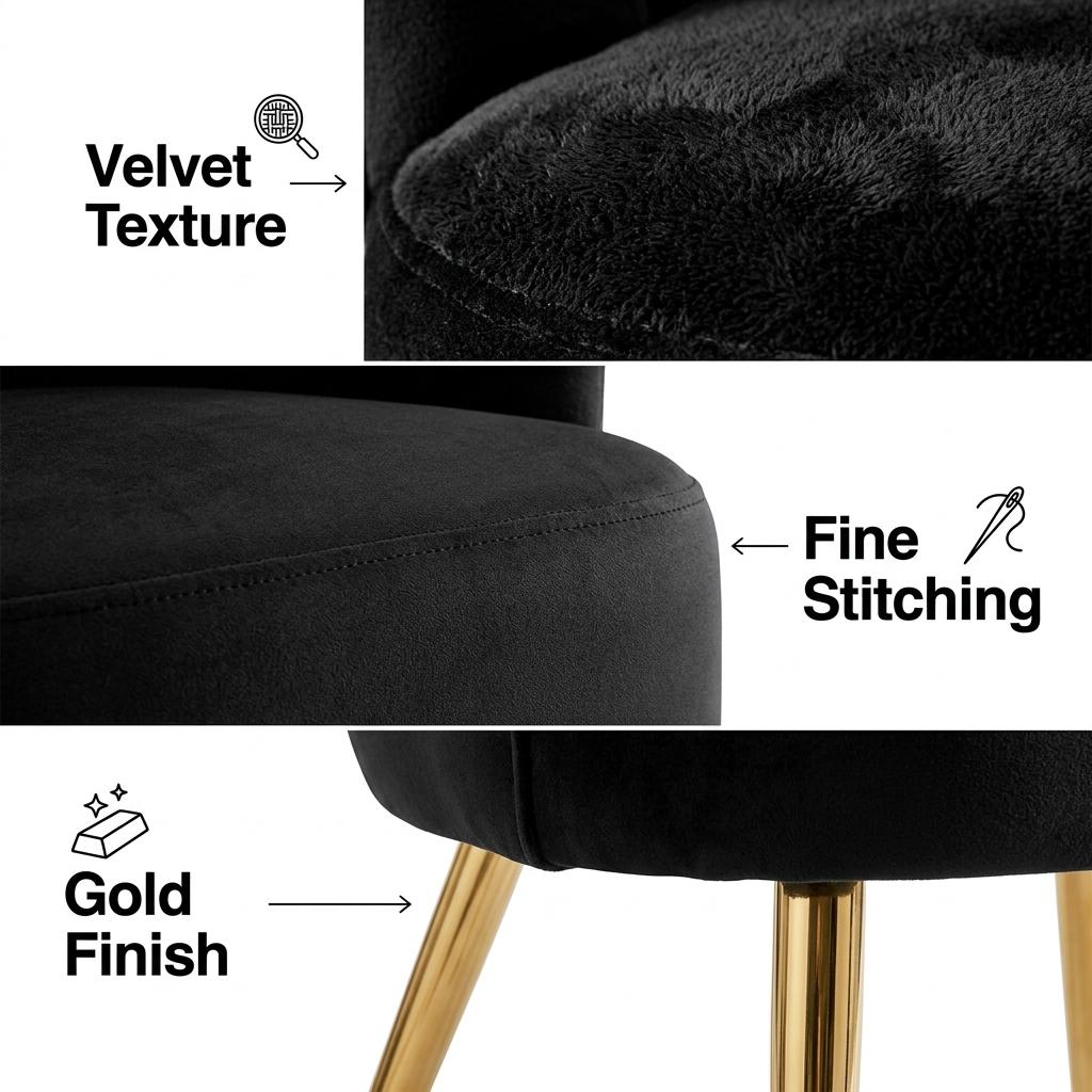 Modern Velvet Dining Chair, Gold Frame - Esme Accent