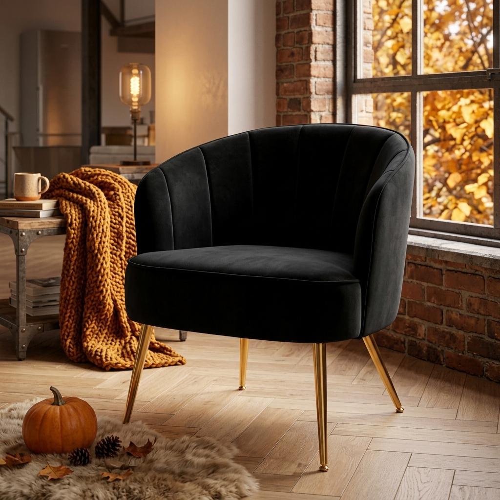 Modern Velvet Dining Chair, Gold Frame - Esme Accent