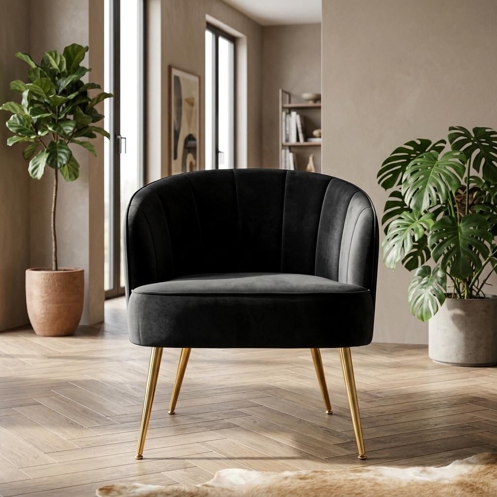Modern Velvet Dining Chair, Gold Frame - Esme Accent