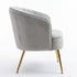 Modern Velvet Dining Chair, Gold Frame Esme Accent Chair - CATHAL GREY