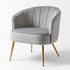 Modern Velvet Dining Chair, Gold Frame Esme Accent Chair - CATHAL GREY