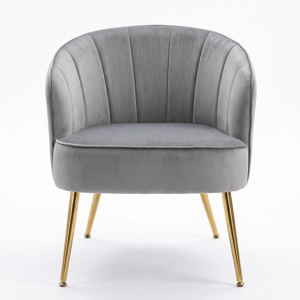 Modern Velvet Dining Chair, Gold Frame Esme Accent Chair - CATHAL GREY
