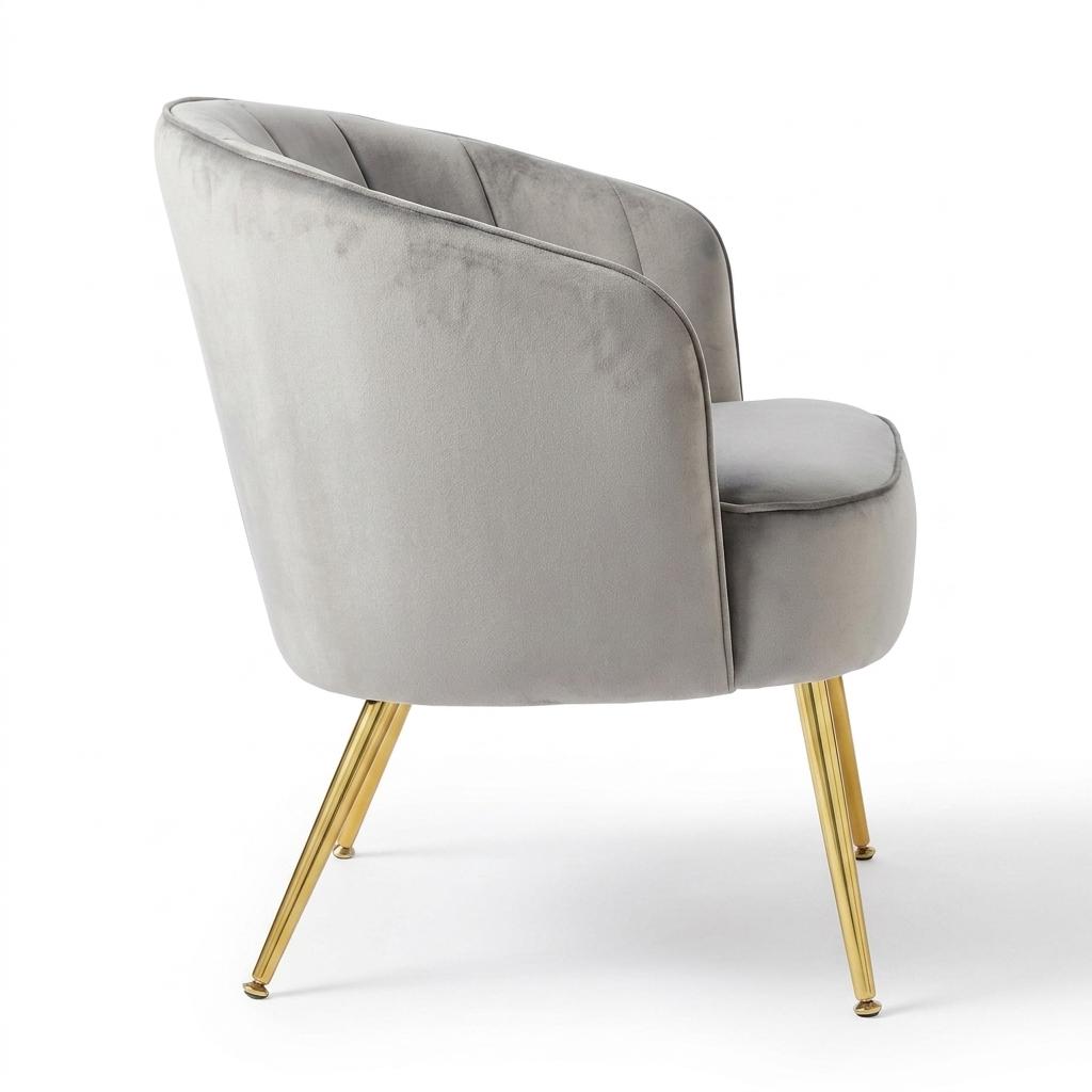 Modern Velvet Accent, Light Grey Chair - CATHAL LIGHT GREY