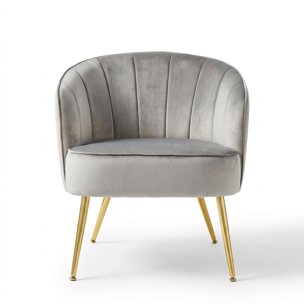 Modern Velvet Accent, Light Grey Chair - CATHAL LIGHT GREY