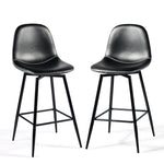 charlton counter black pu black leg 2pcs - black barstool - upholstered compact seating or footrest